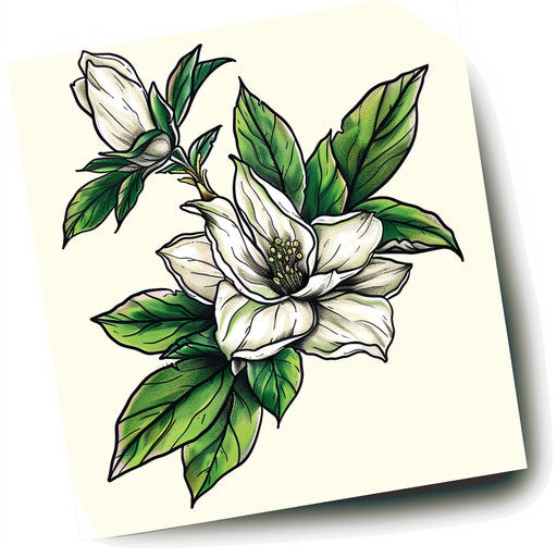 Elegant Japanese gardenia tattoo design