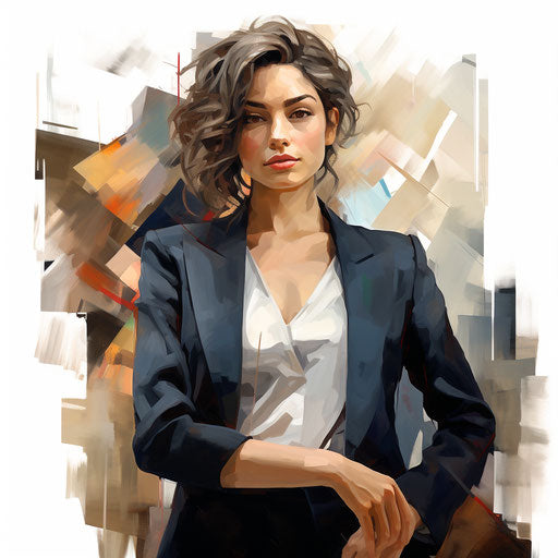 Business woman in Oil painting style on white background