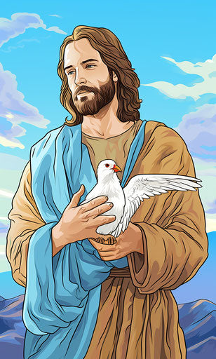 Jesus with a dove #screenshotsaturday, black and white realism