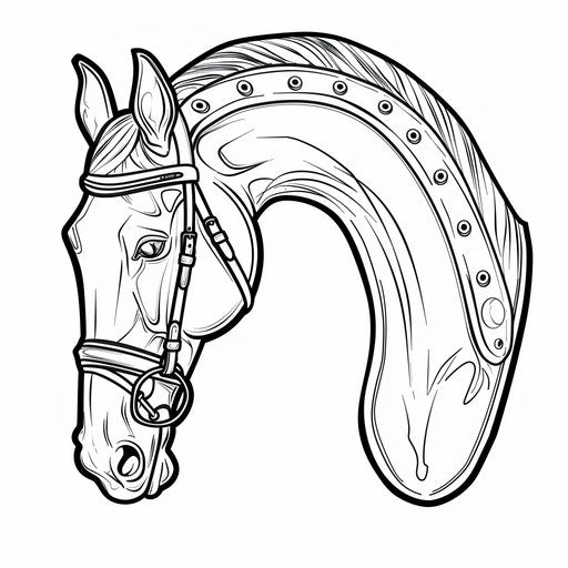 Horse hoof and horseshoe, coloring book page