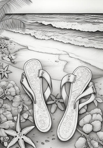 Intricate Coloring Page: Flip Flops