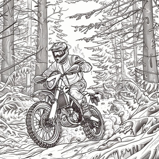 Skill-Building Dirt Bike Coloring Page for Children
