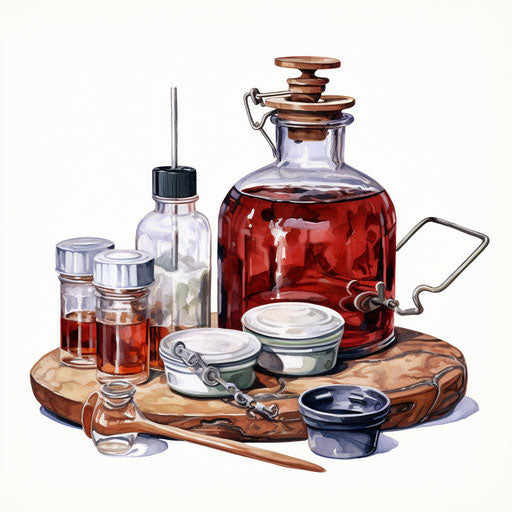 Medical illustration in the style of oil painting on white background