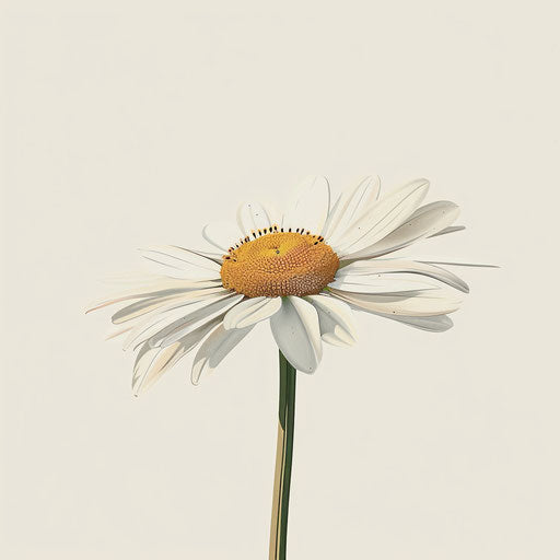 Realistic daisy clipart on flat white background with high contrast