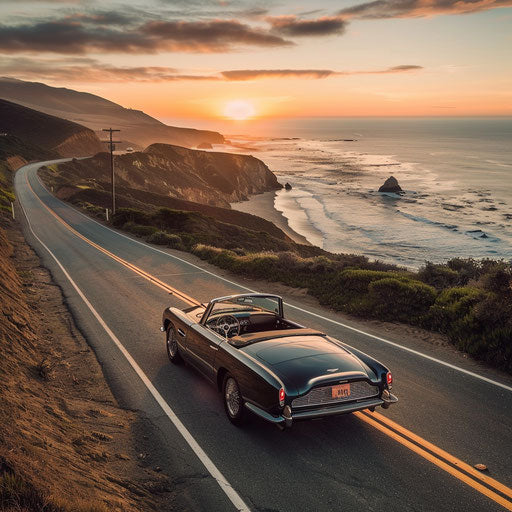 Vintage elegance on the Pacific coast at sunset