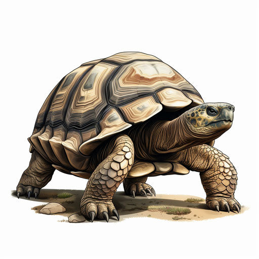 Tortoise clipart in the style of Chiaroscuro Art, on white background