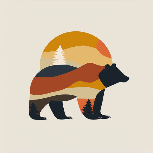 Minimalist abstract interpretation of the spirit of the bear in nature