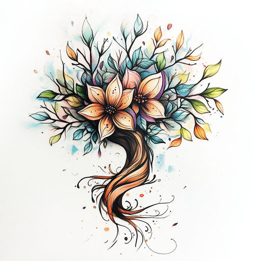 Mama tattoo with family tree motif