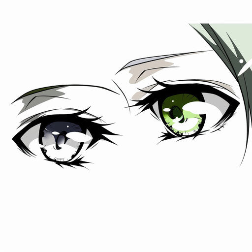Anime eyes in green and gray