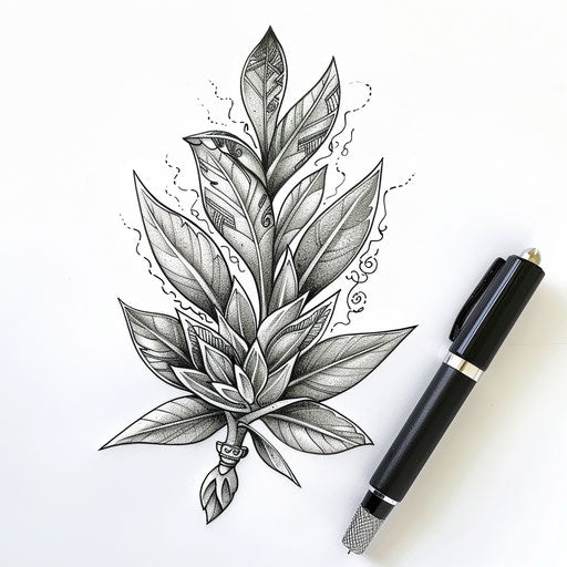 Exotic flat tattoo sketch of sage with traditional Eastern patterns