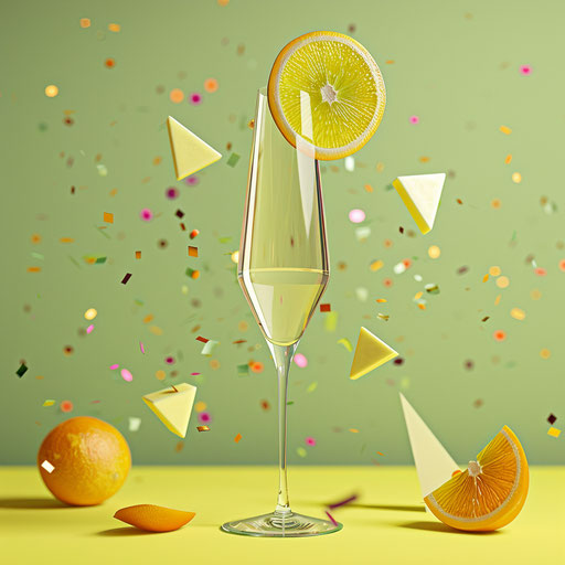 New year clipart in a photo realistic style on a flat chartreuse background