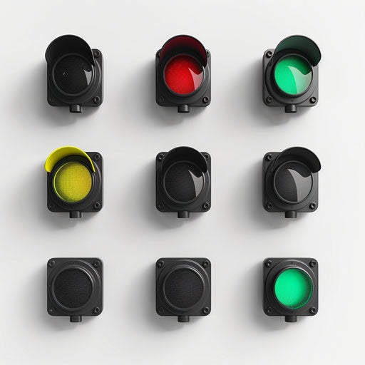 Realistic traffic light on white background