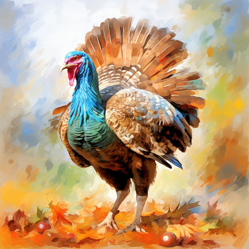 Thanksgiving turkey in Impressionistic Art style, white background