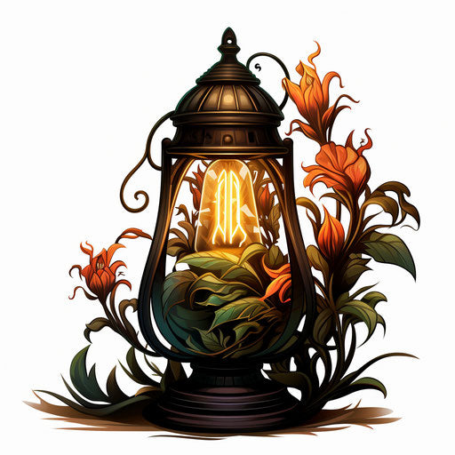 Lamp clipart in the style of Chiaroscuro Art, on white background