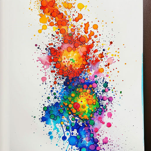 Explosion of three points into colorful abstract particles