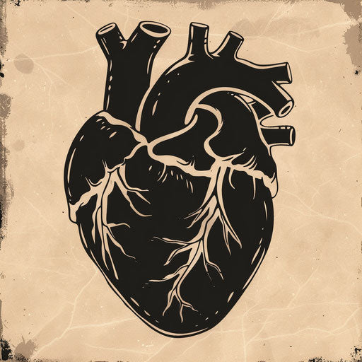 Black heart in old-school tattoo style with bold lines