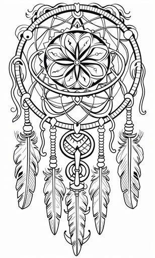 Dream catcher coloring pages for children, in indigenous style