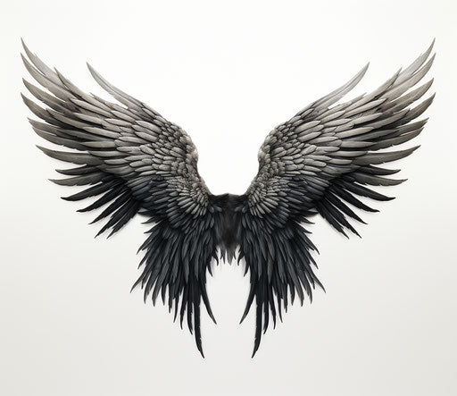 Engraved black wings, rounded style, angelic photo