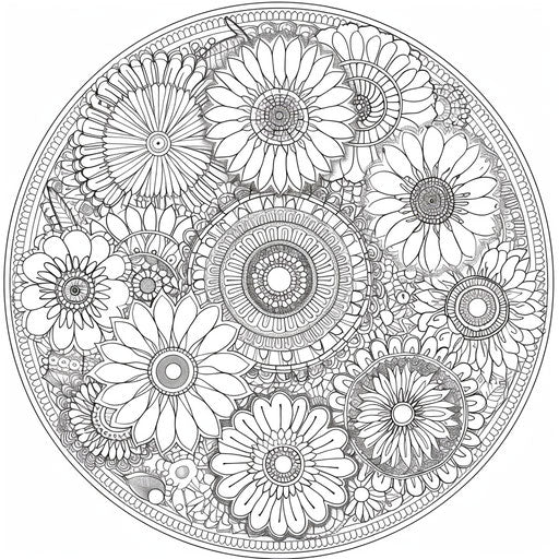 Intricate lace circle, coloring book page
