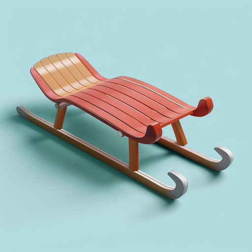 photo realistic sled clipart on serene aqua background