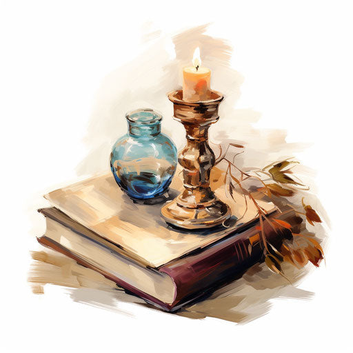 Book clipart in the style of Oil painting, on a white background