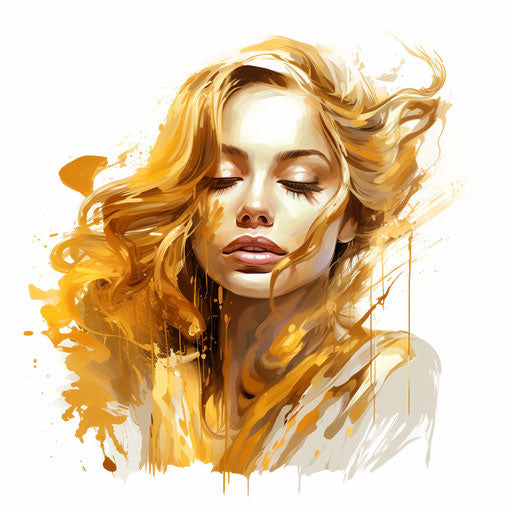 Gold clipart in the style of oil painting, on a white background