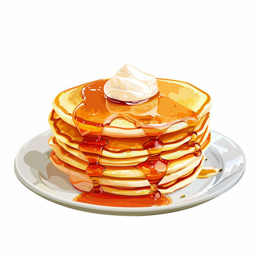 Pancake clipart in a photo realistic style on flat white background