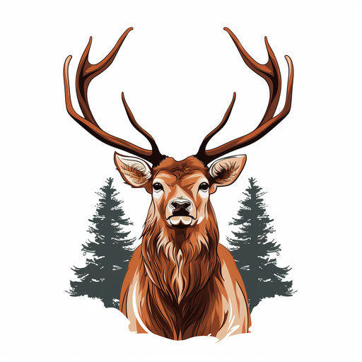 Elk clipart in Minimalist style, on a white background