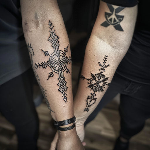 Mom and daughter Viking symbol tattoos