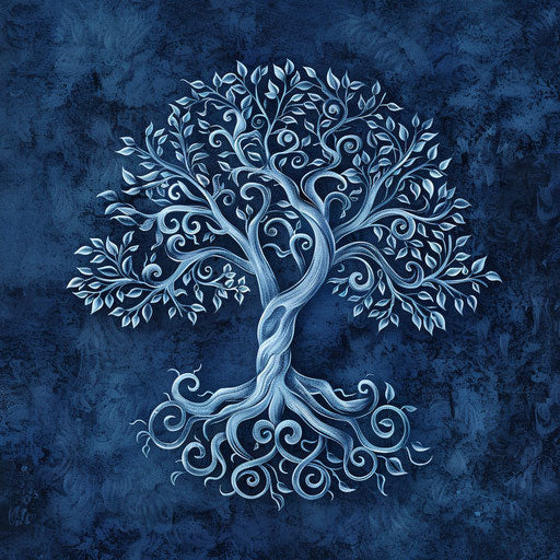 Photo realistic tree of life clipart on flat indigo background