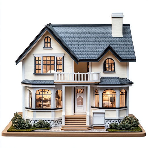 3D Dollhouse on flat white background, isolated clipart