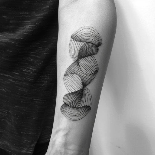 Flat tattoo sketch of an optical illusion with a twisted line