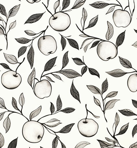 Apples and leaves in hand-drawn minimalist style