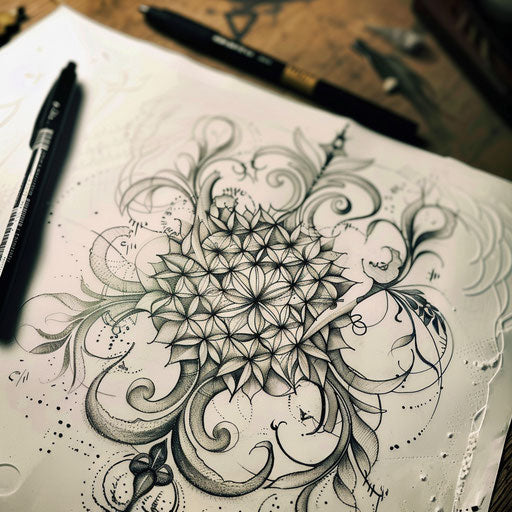 Art nouveau style tattoo sketch of the Flower of Life