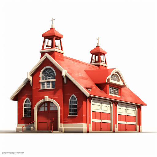 Fire station drawing in Chiaroscuro Art style