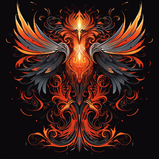 Decorative drawing of phoenix bird for beginners or experts