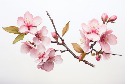 Pink blossoms on branches, floral background, innovative style