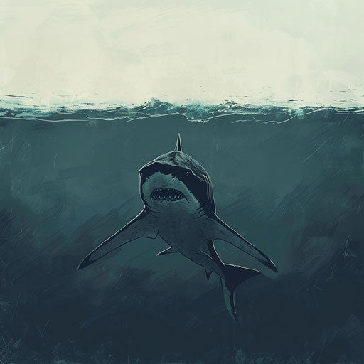 Lonely shark in the vastness of the ocean