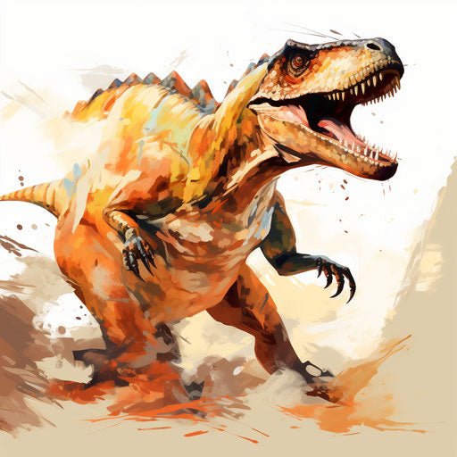 Dinosaur clipart in Impressionistic Art style, on white background