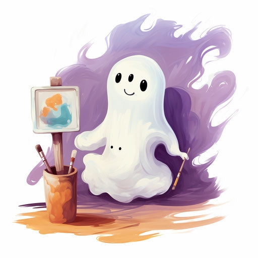 Adorable ghost illustration in the style of oil painting