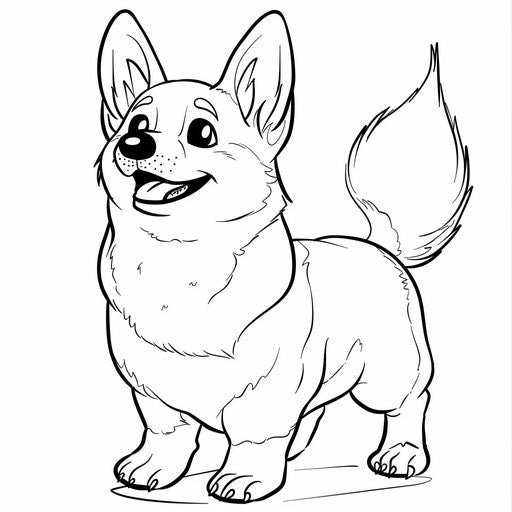 A wagging corgi outline