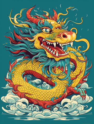 Multi-layered realism dragon illustration