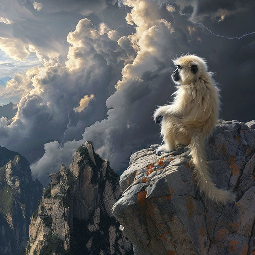 Yunnan snub-nosed monkey on rocky outcrop