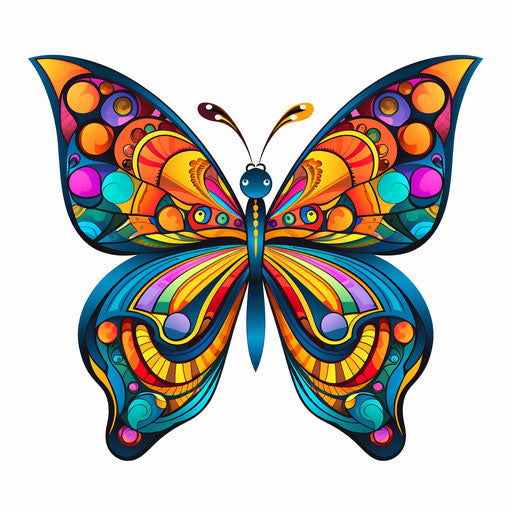 Geometric transparent butterfly in pop art style