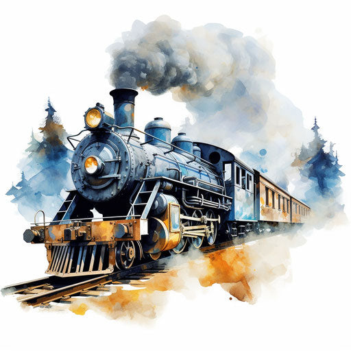 Train illustration in the style of oil painting