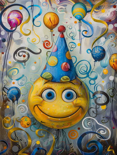 Happy birthday celebration with smiling emoji