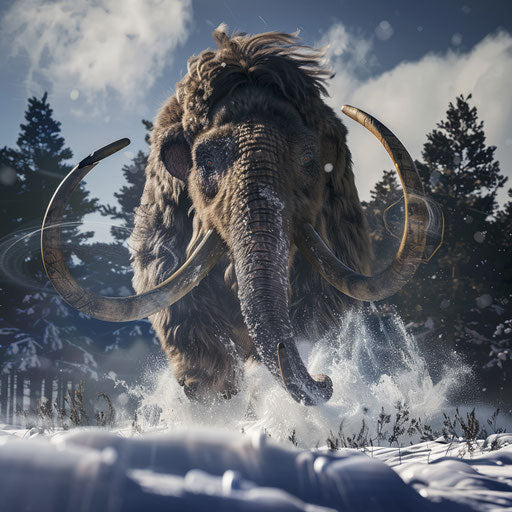 Woolly mammoth in motion, energetic and lively
