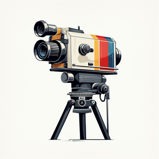 Movie camera clipart in Minimalist style, on white background