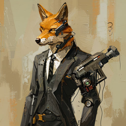 A coyote secret agent on a covert mission with high-tech gadgets