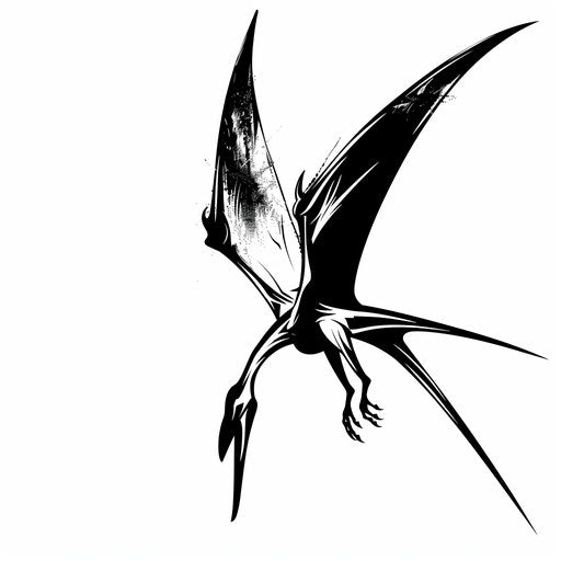 Pterodactyl silhouette tattoo design on white background